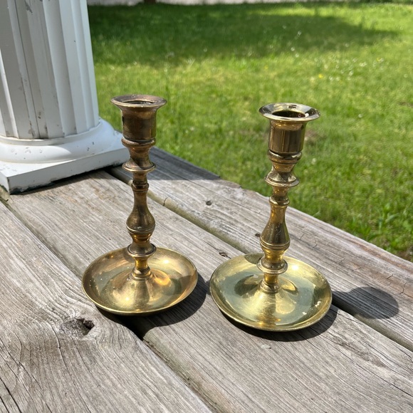 Pair of Brass Candlestick Holders - Picture 2 of 2
